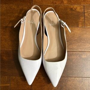 ❌S O L D❌Paolo Lilac Patent Slingback Pointed Flats with Ankle Strap